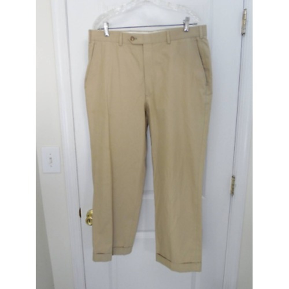 Brooks Brothers Mens Dress Pants Beige Pockets Flat Front 36‎ x 27